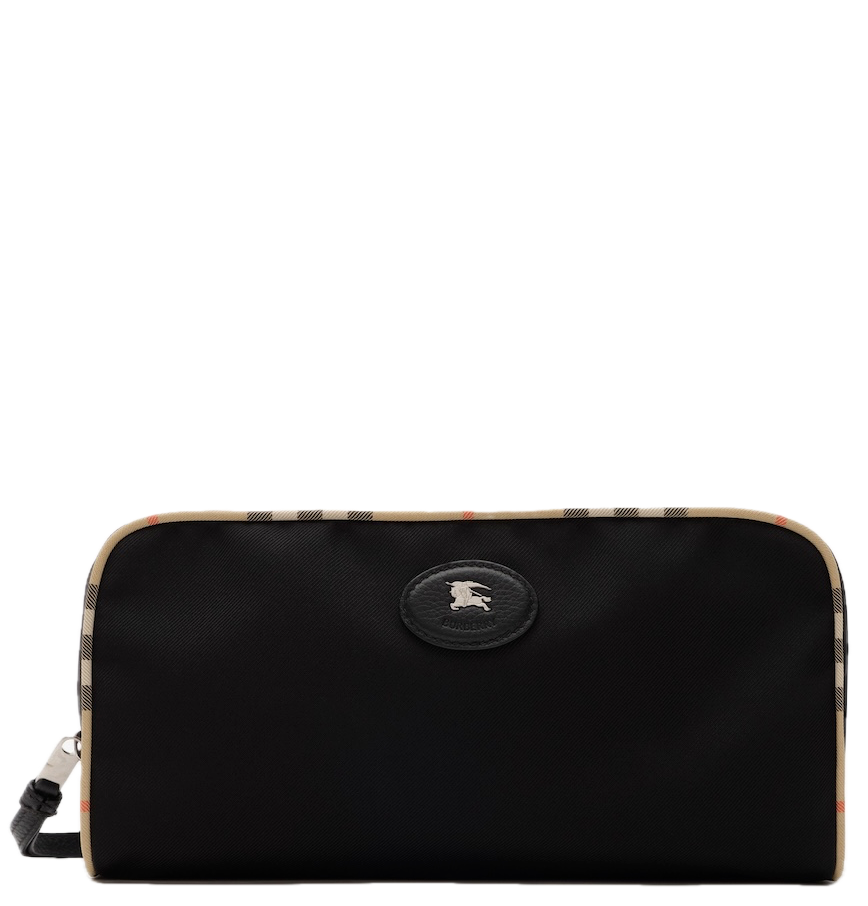  Túi Burberry Large Check Trim Travel Pouch 'Black' 