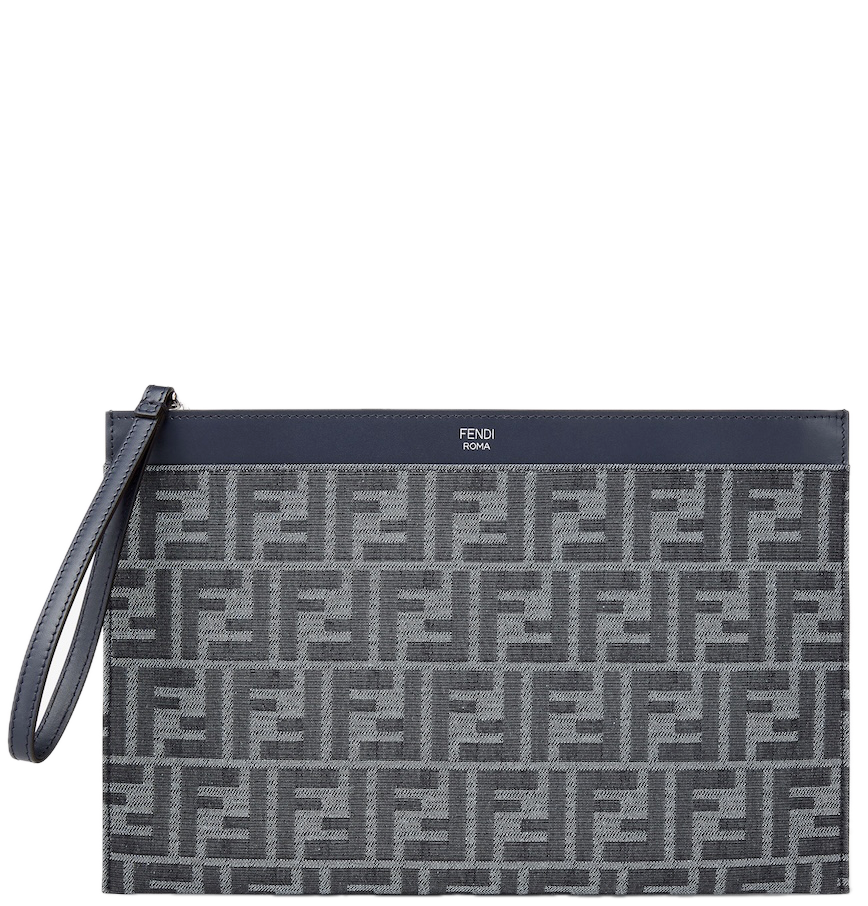  Túi Fendi FF Jacquard Flat Pouch Medium 'Blue' 