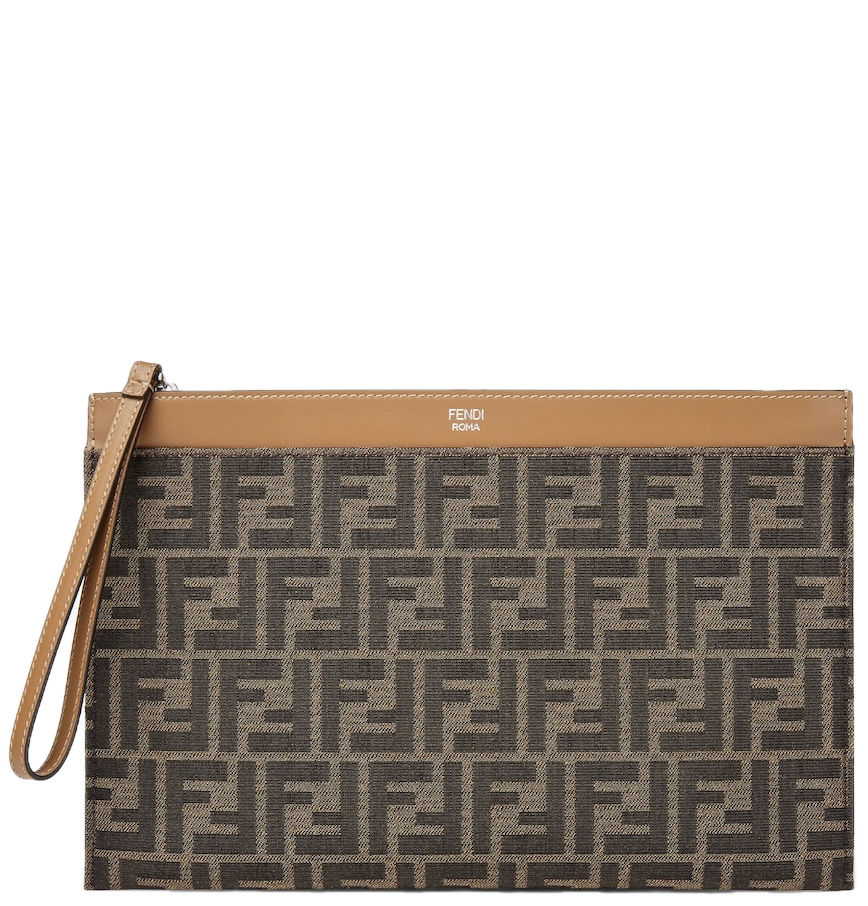  Túi Fendi FF Jacquard Flat Pouch Medium 'Brown' 