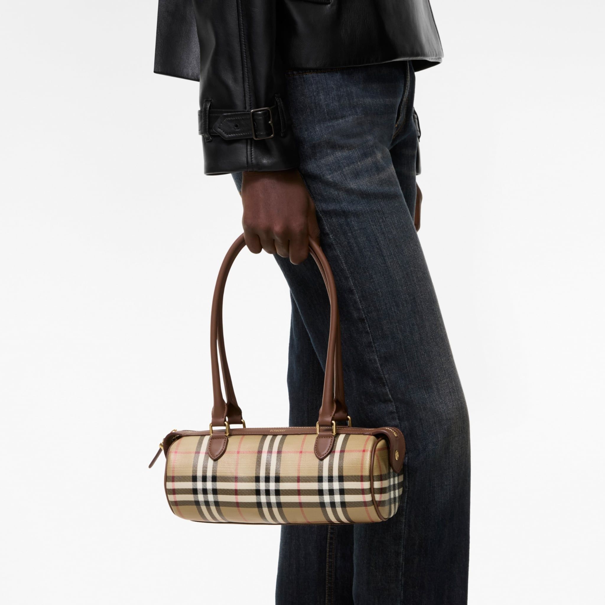  Túi Nữ Burberry Mini Check Barrel Bag 'Beige' 