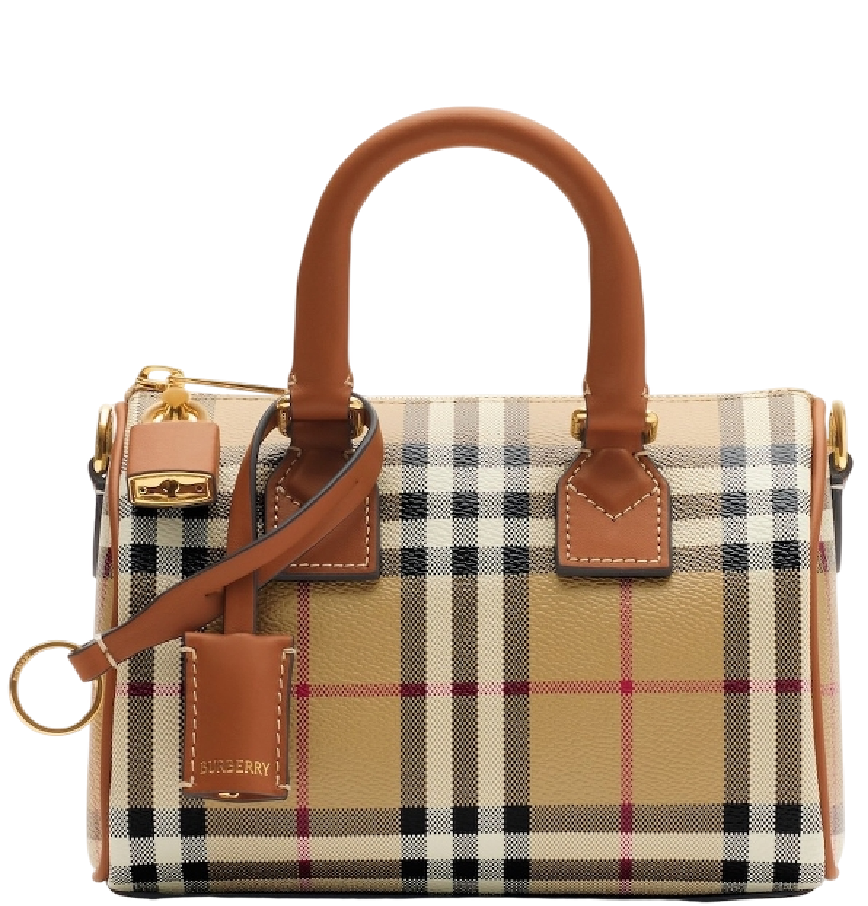  Túi Nữ Burberry Mini Check Bowling Bag 'Beige' 