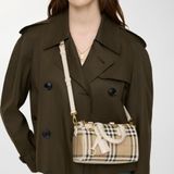  Túi Nữ Burberry Mini Check Bowling Bag 'Beige' 