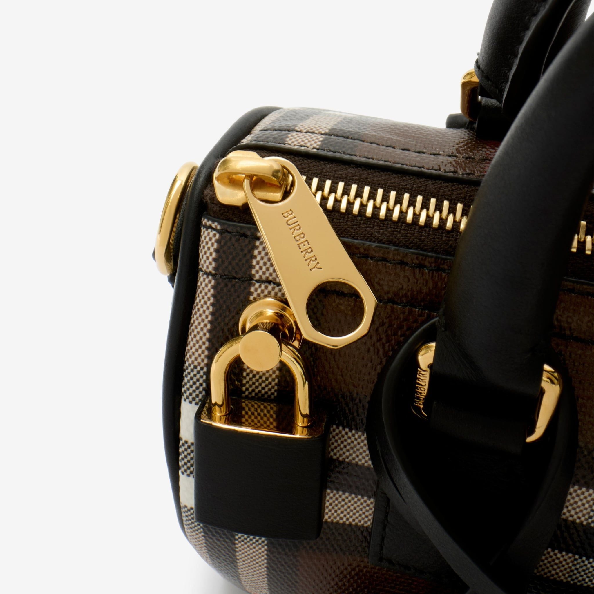  Túi Nữ Burberry Mini Check Bowling Bag 'Chocolate Brown' 