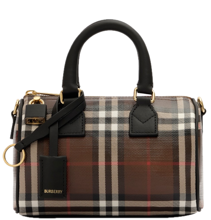  Túi Nữ Burberry Mini Check Bowling Bag 'Chocolate Brown' 