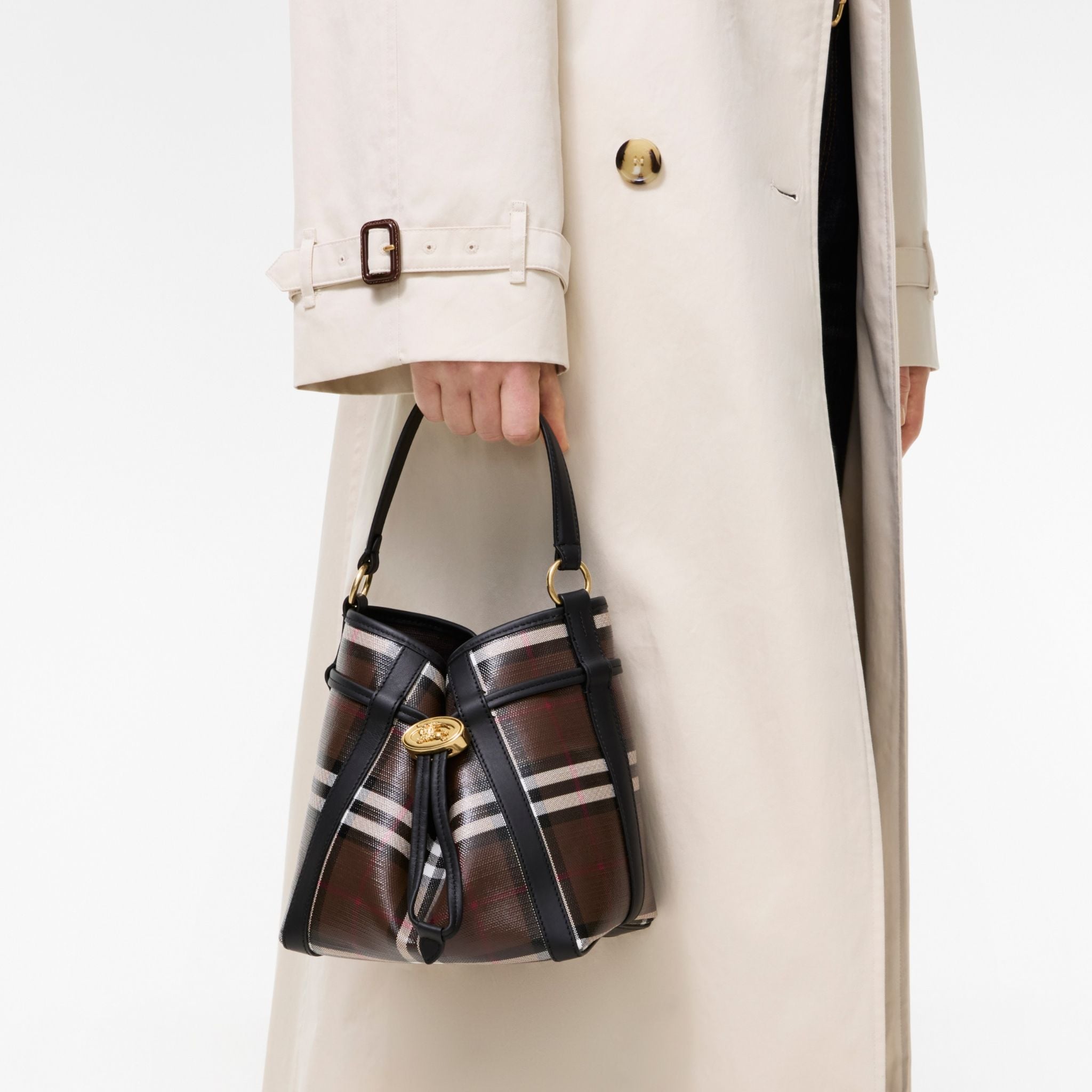  Túi Nữ Burberry Mini Check Bucket Bag 'Brown' 
