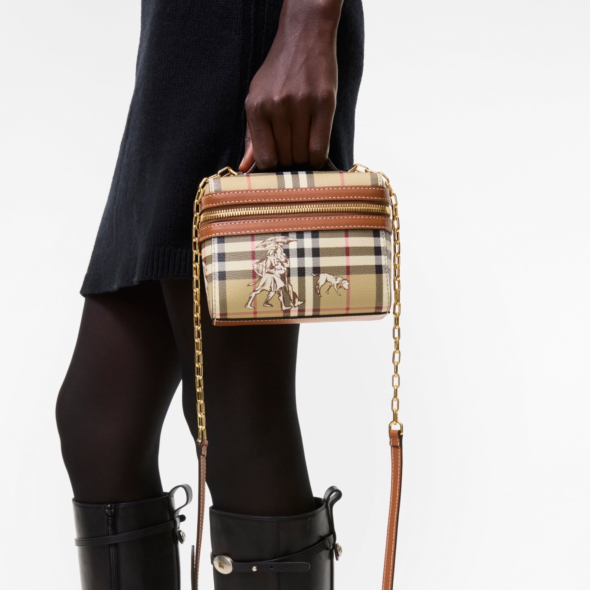  Túi Nữ Burberry Mini Check Mates Vanity Bag 'Beige' 