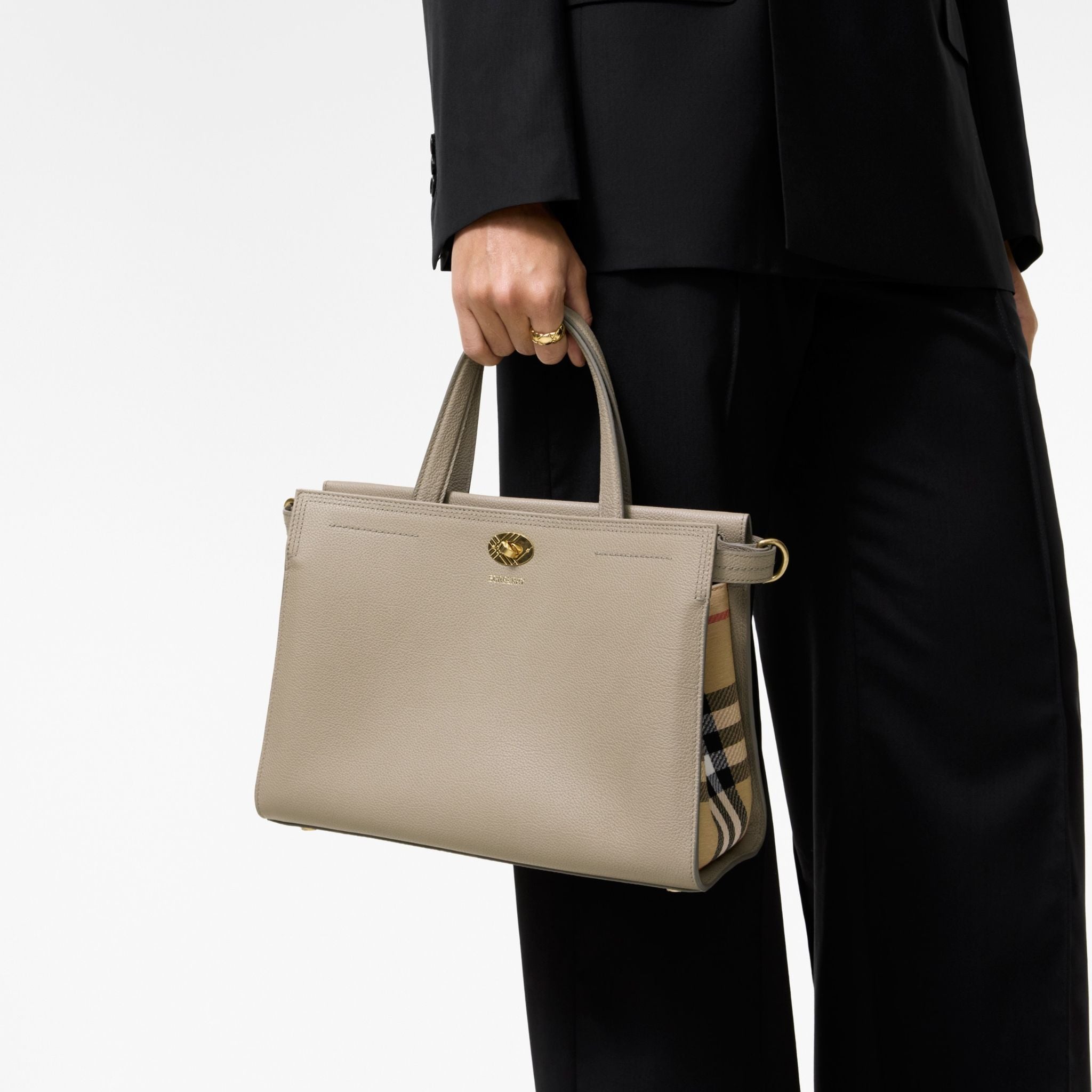  Túi Nữ Burberry Small Check Cotswolds Tote 'Mushroom Beige' 