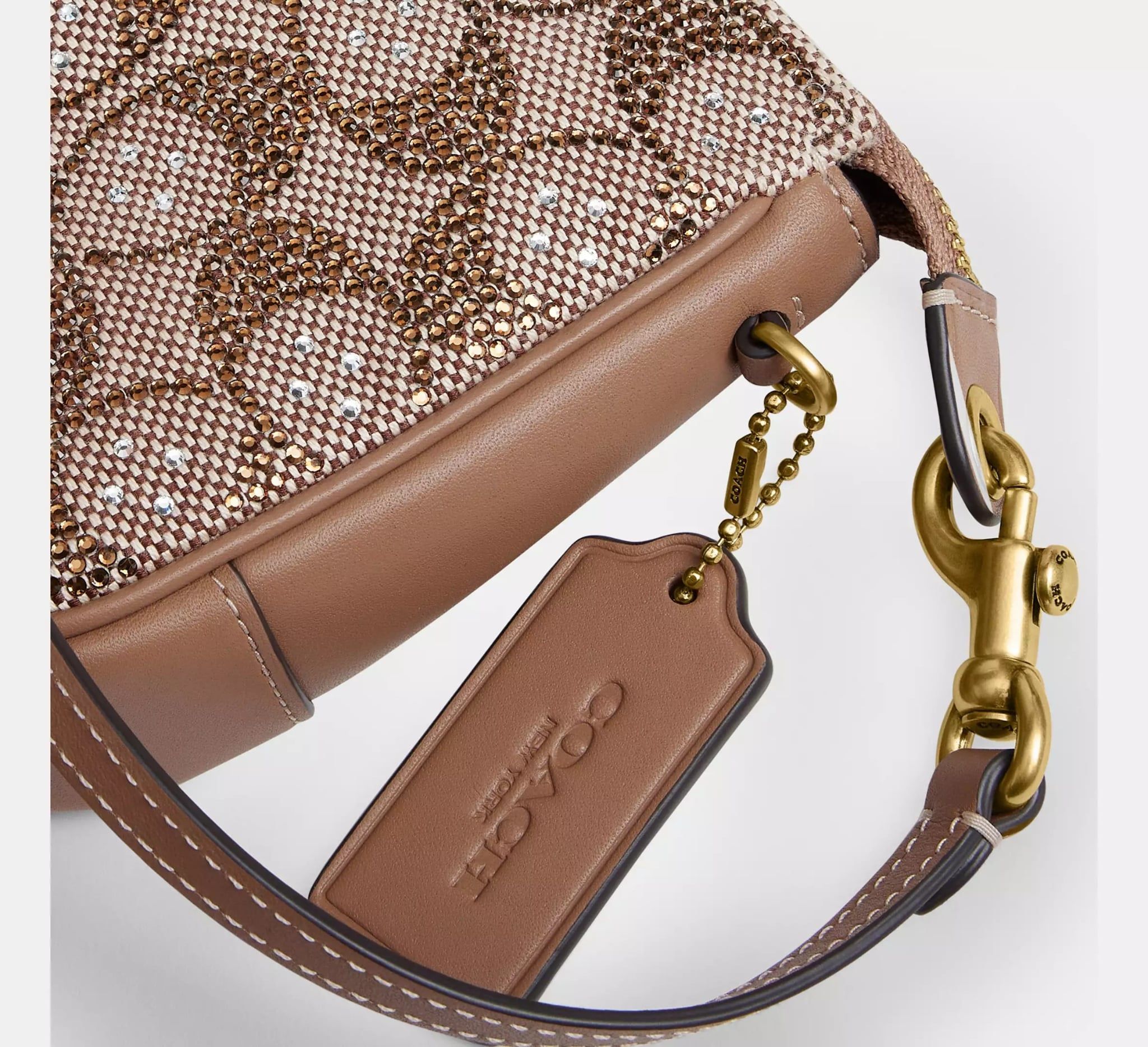  Túi Nữ Coach Plaza Bag In Crystal Jacquard 'Brass' 
