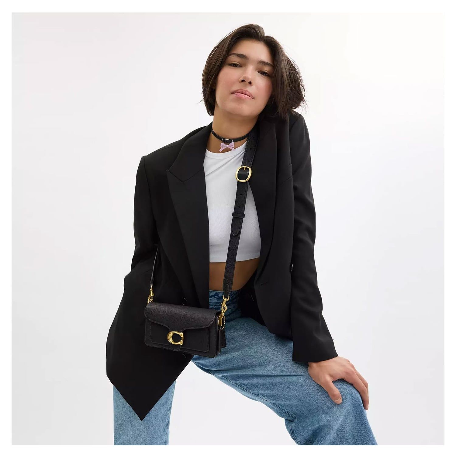  Túi Nữ Coach Polished Pebble Tabby Shoulder Bag 'Black' 