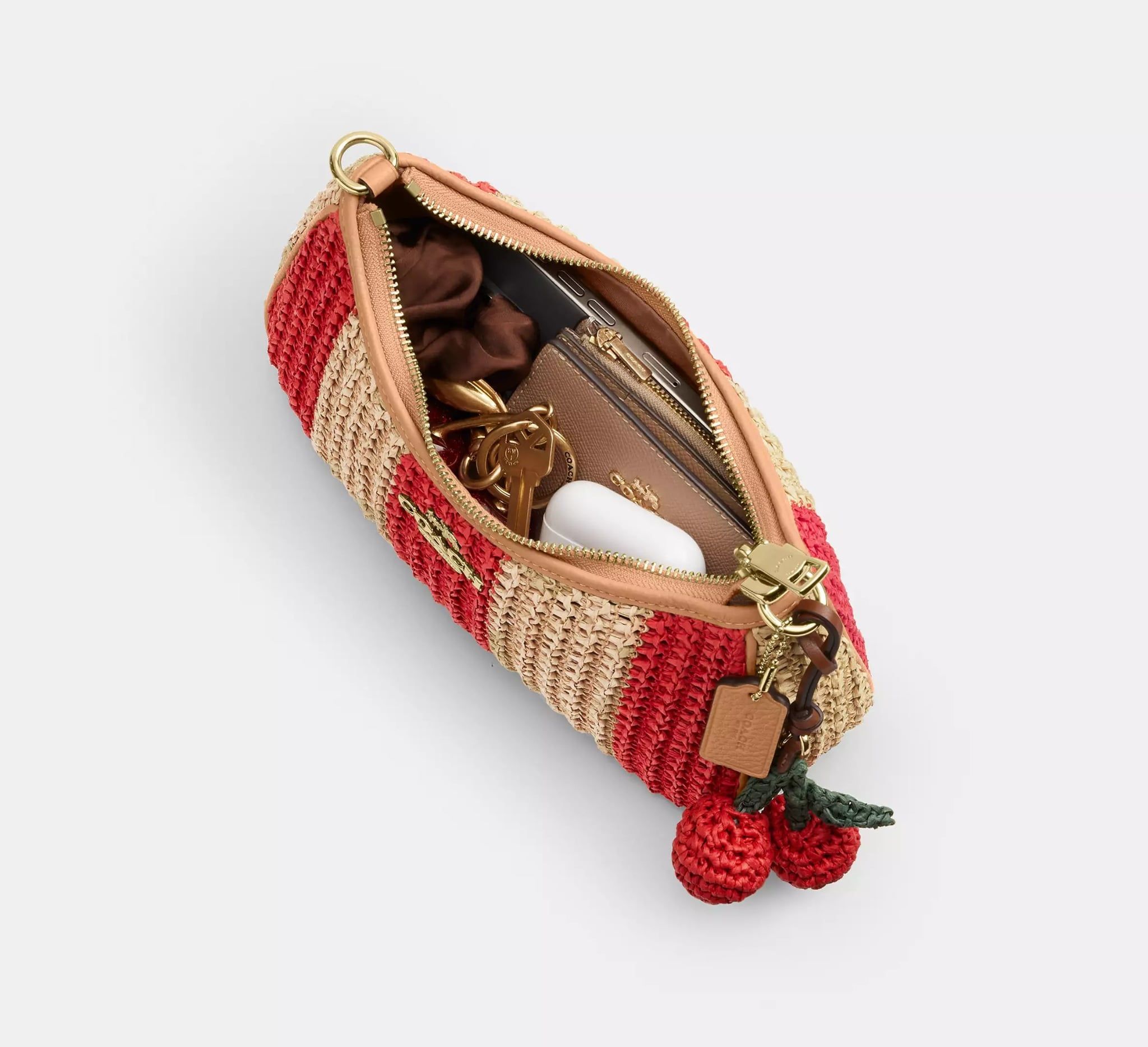  Túi Nữ Coach Teri Shoulder Bag Stripes And Charm 'Red' 
