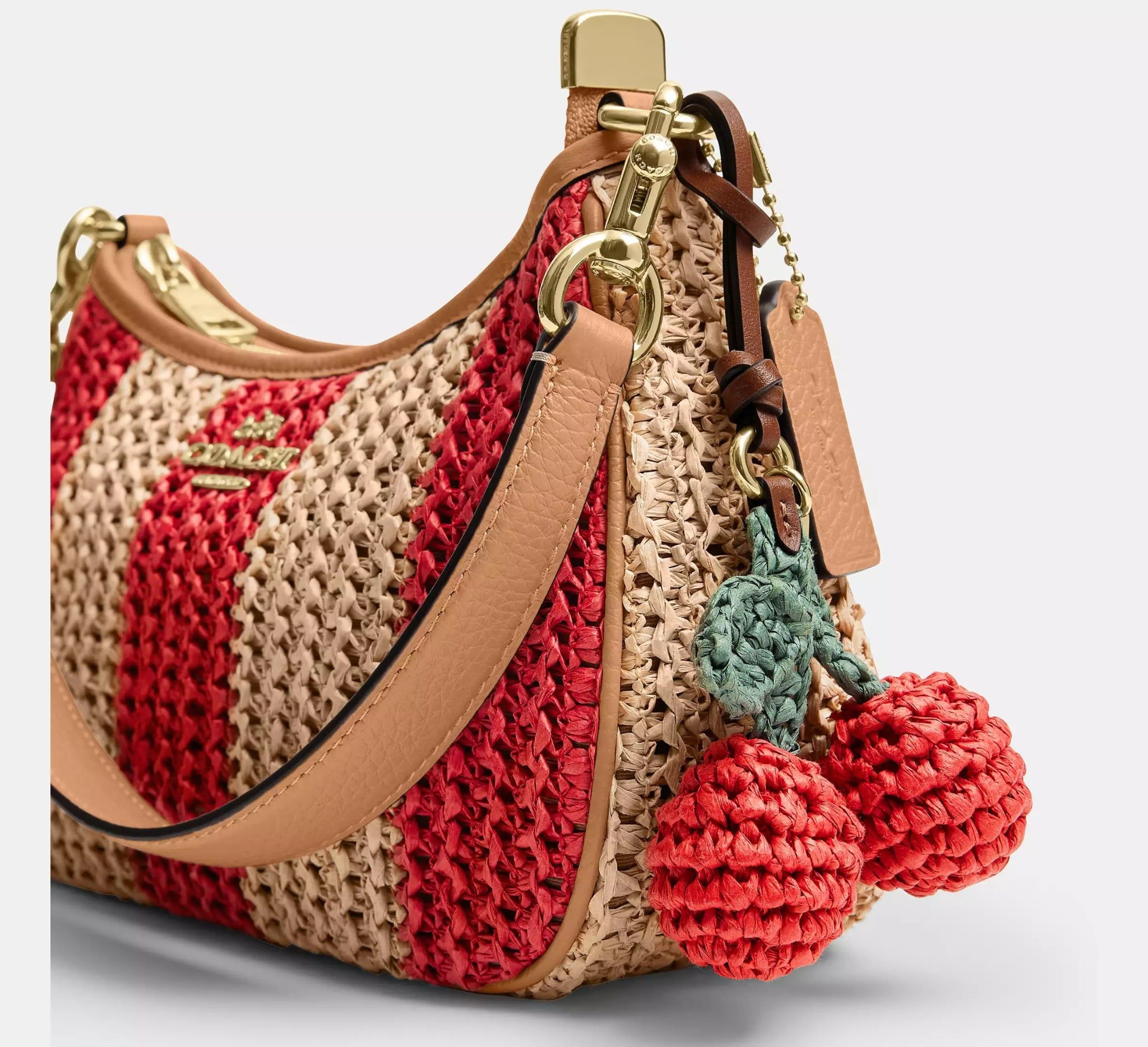  Túi Nữ Coach Teri Shoulder Bag Stripes And Charm 'Red' 