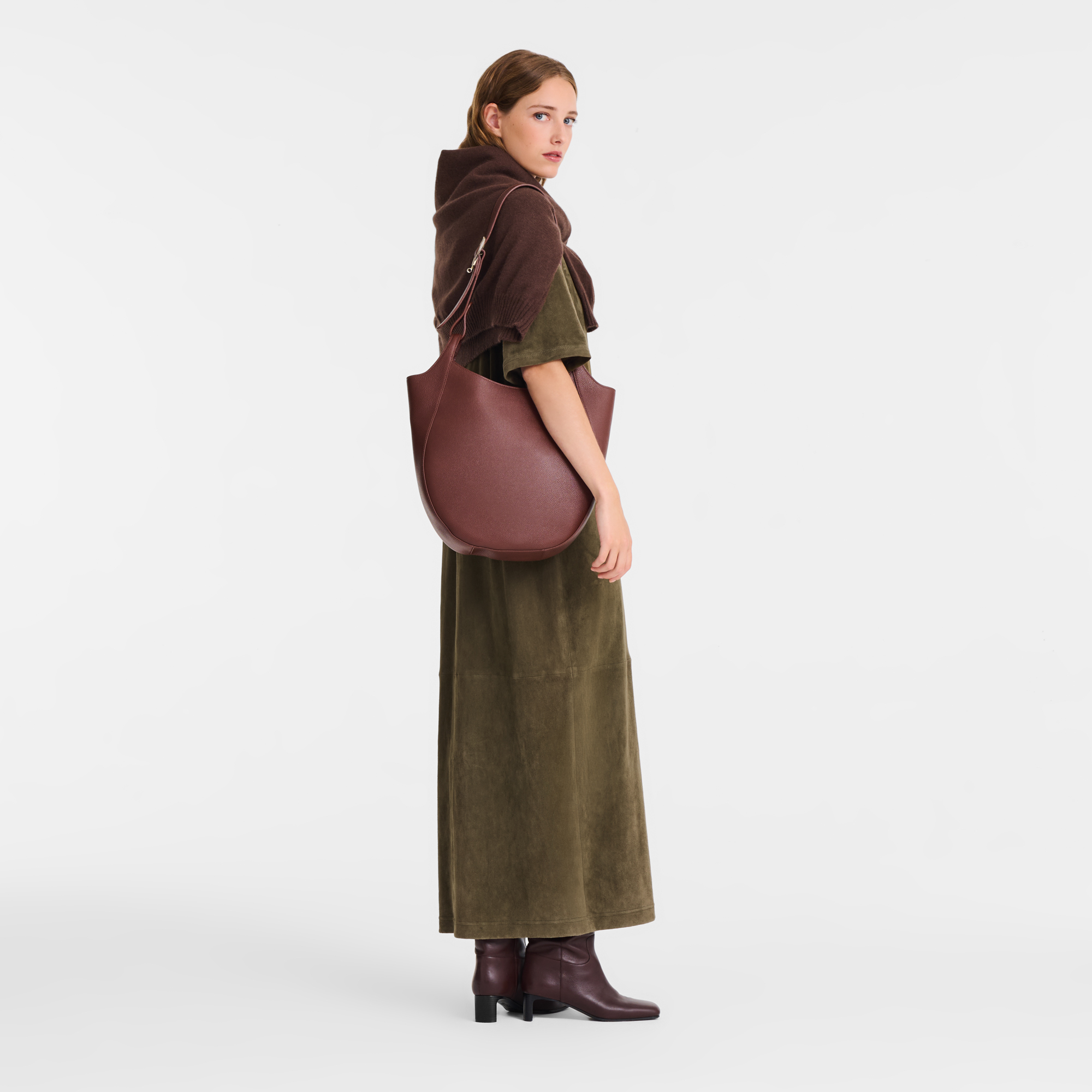  Túi Nữ Longchamp Le Foulonné L Hobo Bag 'Coffee' 