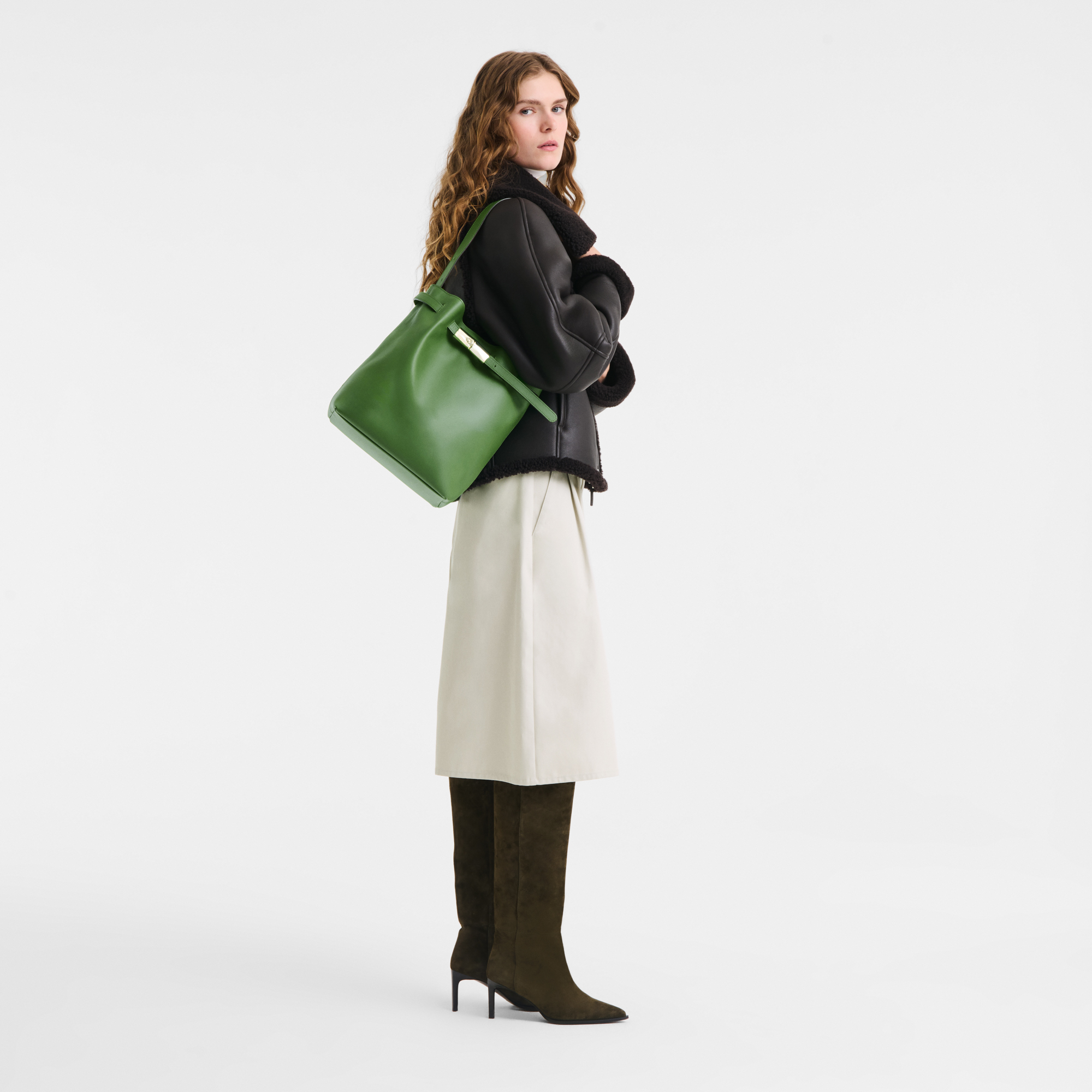  Túi Nữ Longchamp Le Smart L Shoulder Bag 'Matcha' 