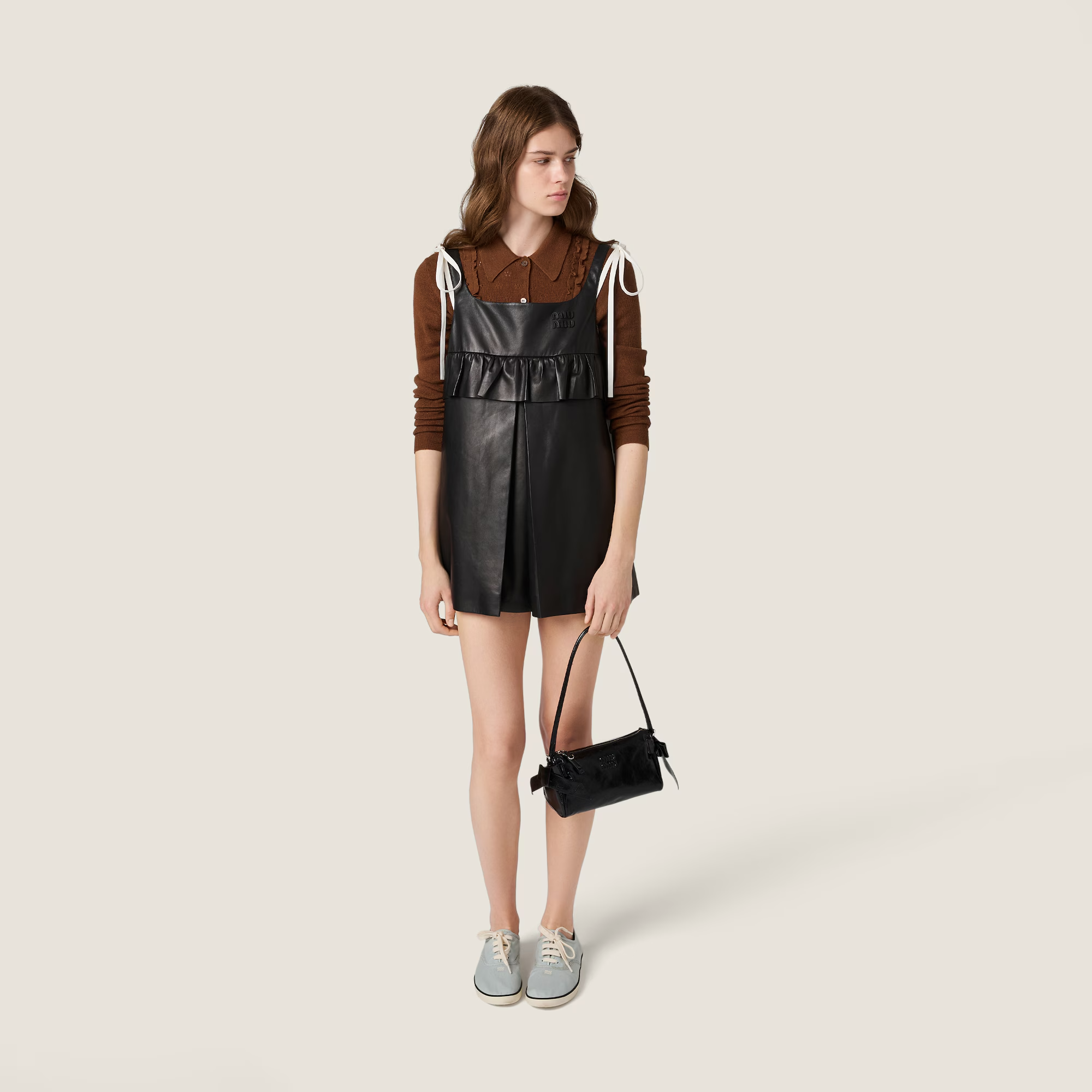  Túi Nữ Miu Miu Shiny Leather Pouch 'Black' 