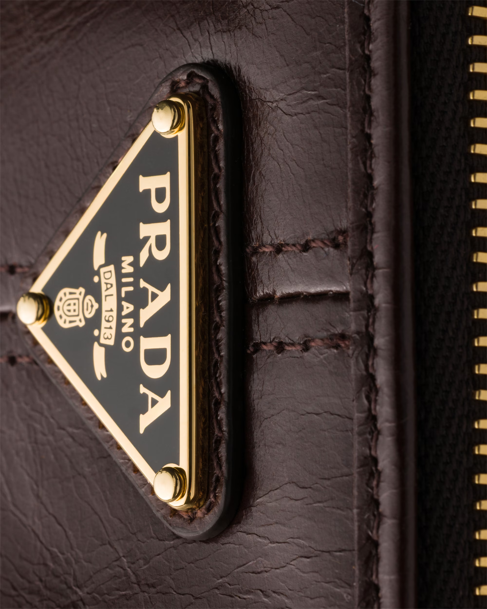  Túi Nữ Prada Leather Pouch 'Dark Brown' 