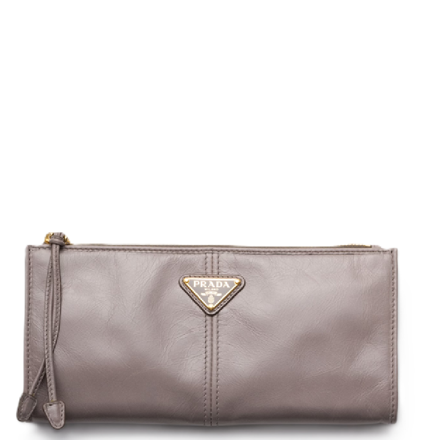  Túi Nữ Prada Leather Pouch 'Dark Grey' 