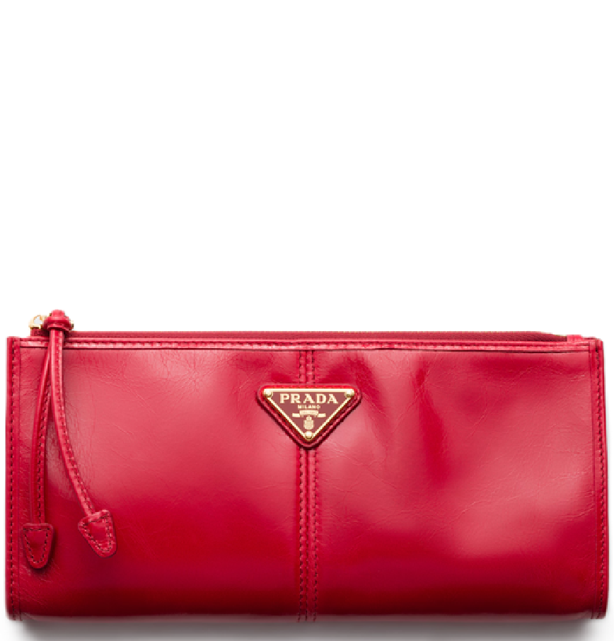  Túi Nữ Prada Leather Pouch 'Red' 