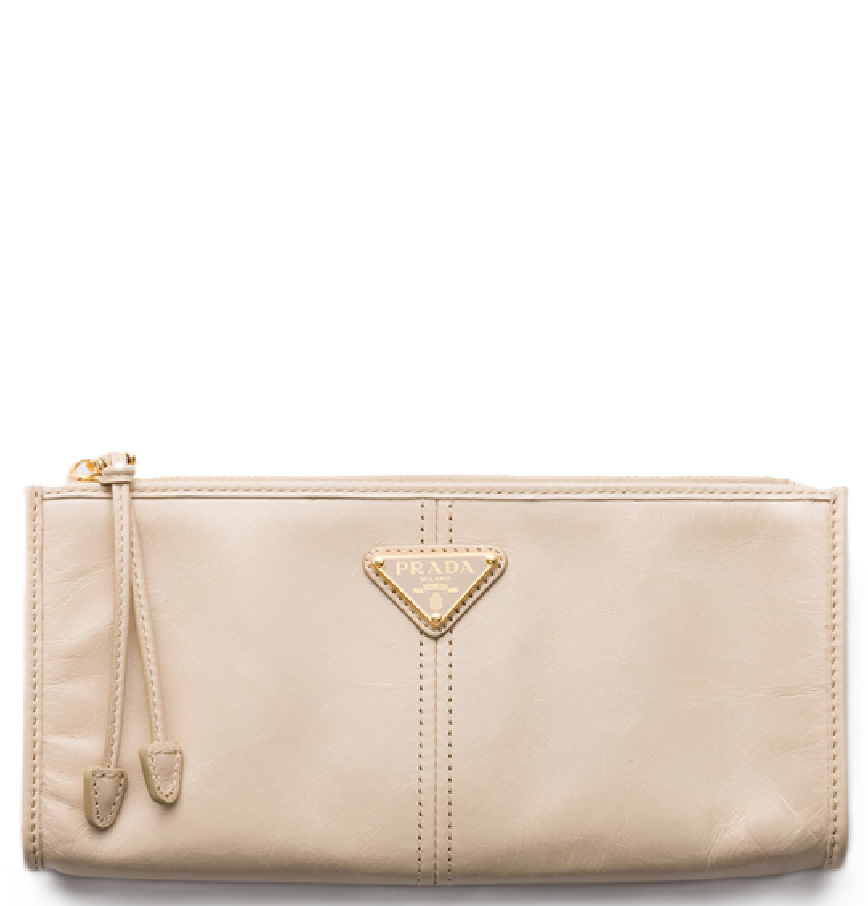  Túi Nữ Prada Leather Pouch 'Travertine Stone' 
