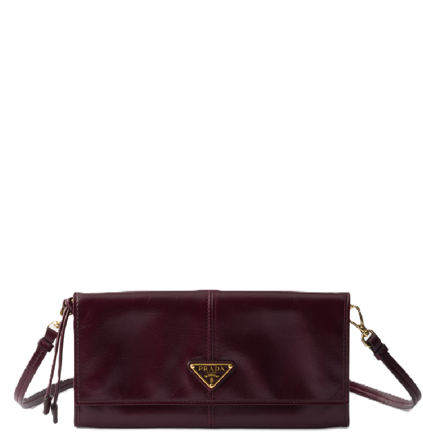  Túi Nữ Prada Wallet With Shoulder Strap 'Burgundy' 