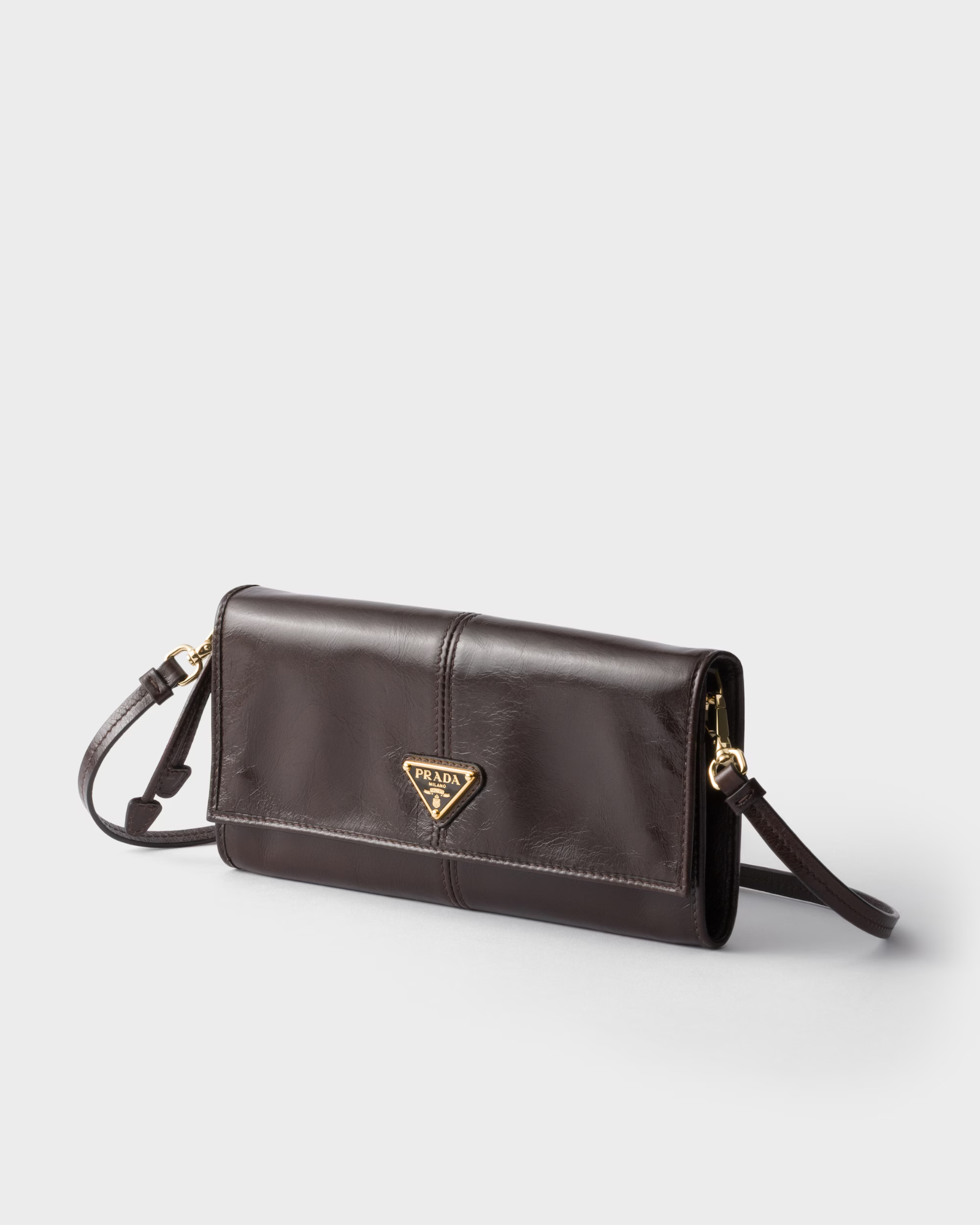 Túi Nữ Prada Wallet With Shoulder Strap 'Dark Brown' 
