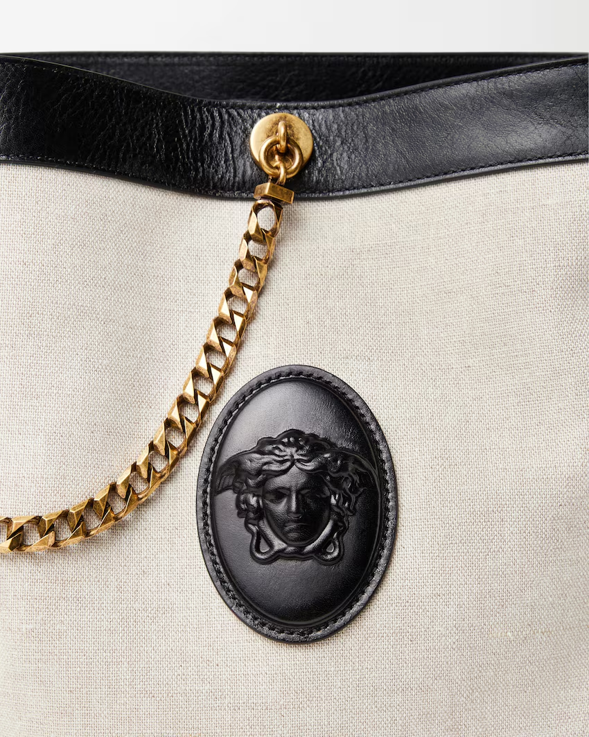  Túi Nữ Versace Pivot Small Suede Bag 'Beige' 