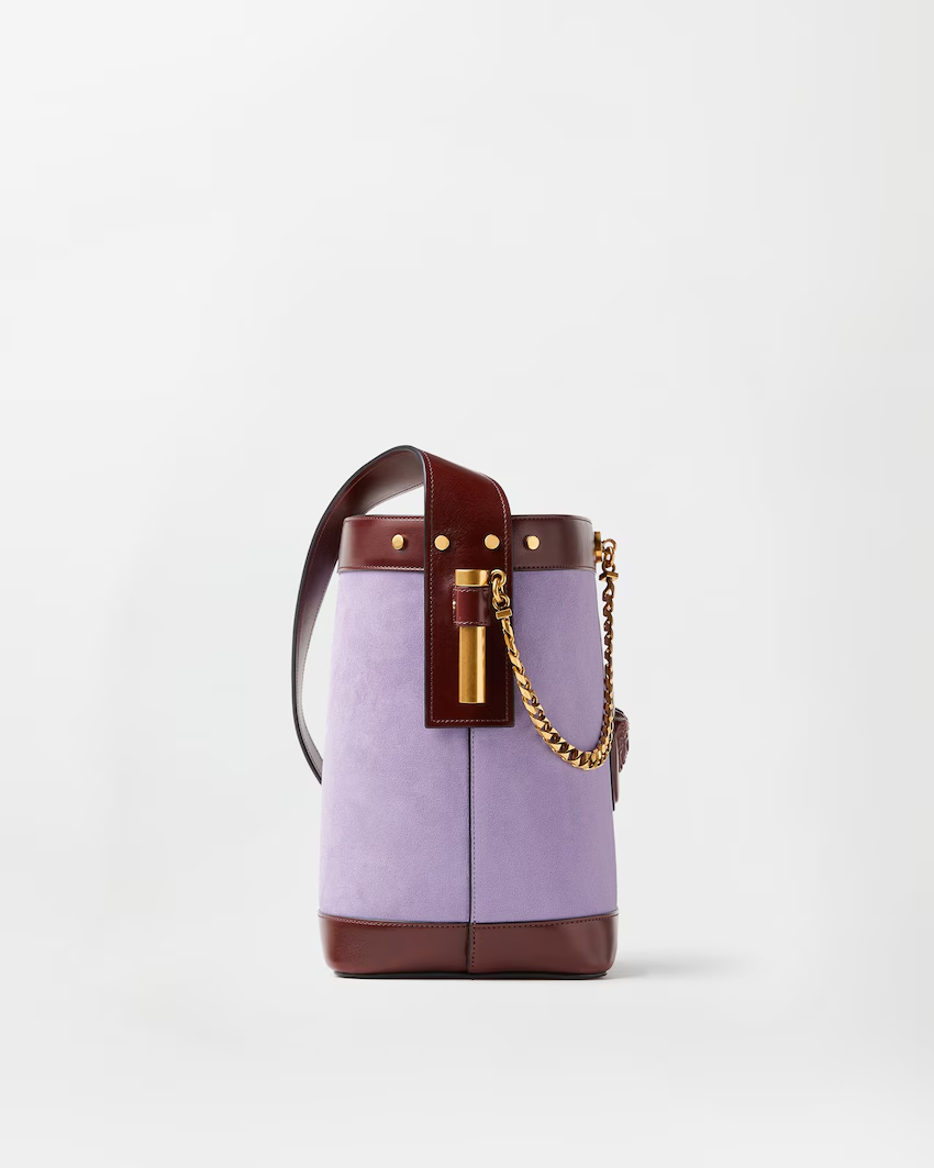  Túi Nữ Versace Pivot Small Suede Bucket Bag 'Lilac' 