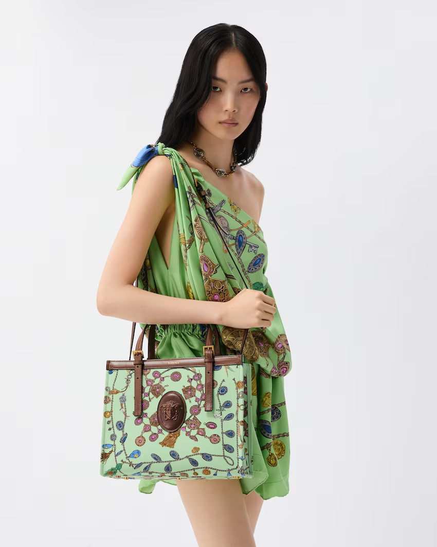  Túi Nữ Versace Rivière Printed Tote 'Green' 