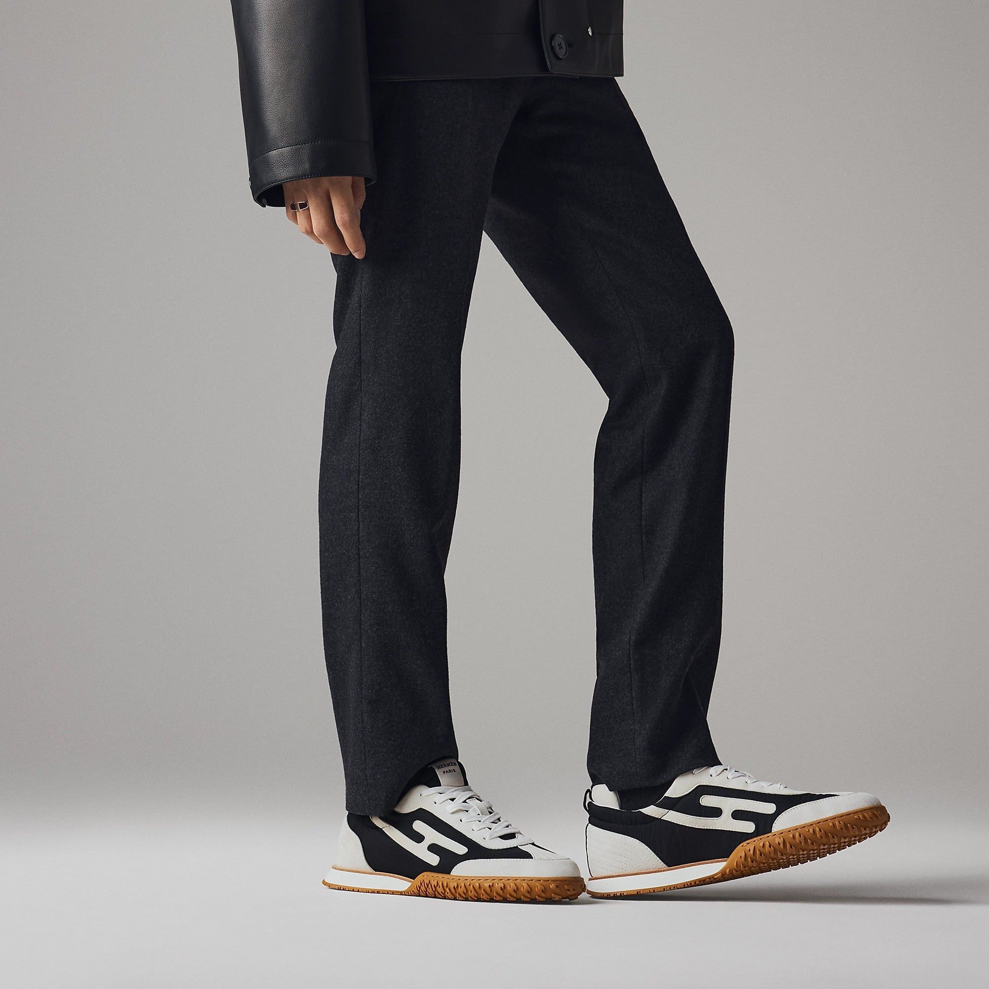  Giày Nam Hermes Jet Sneaker 'Noir Blanc' 