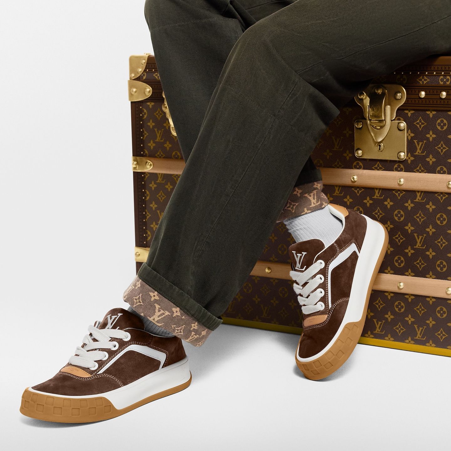  Giày Nam Louis Vuitton LV Tilted Trainers 'Brown' 