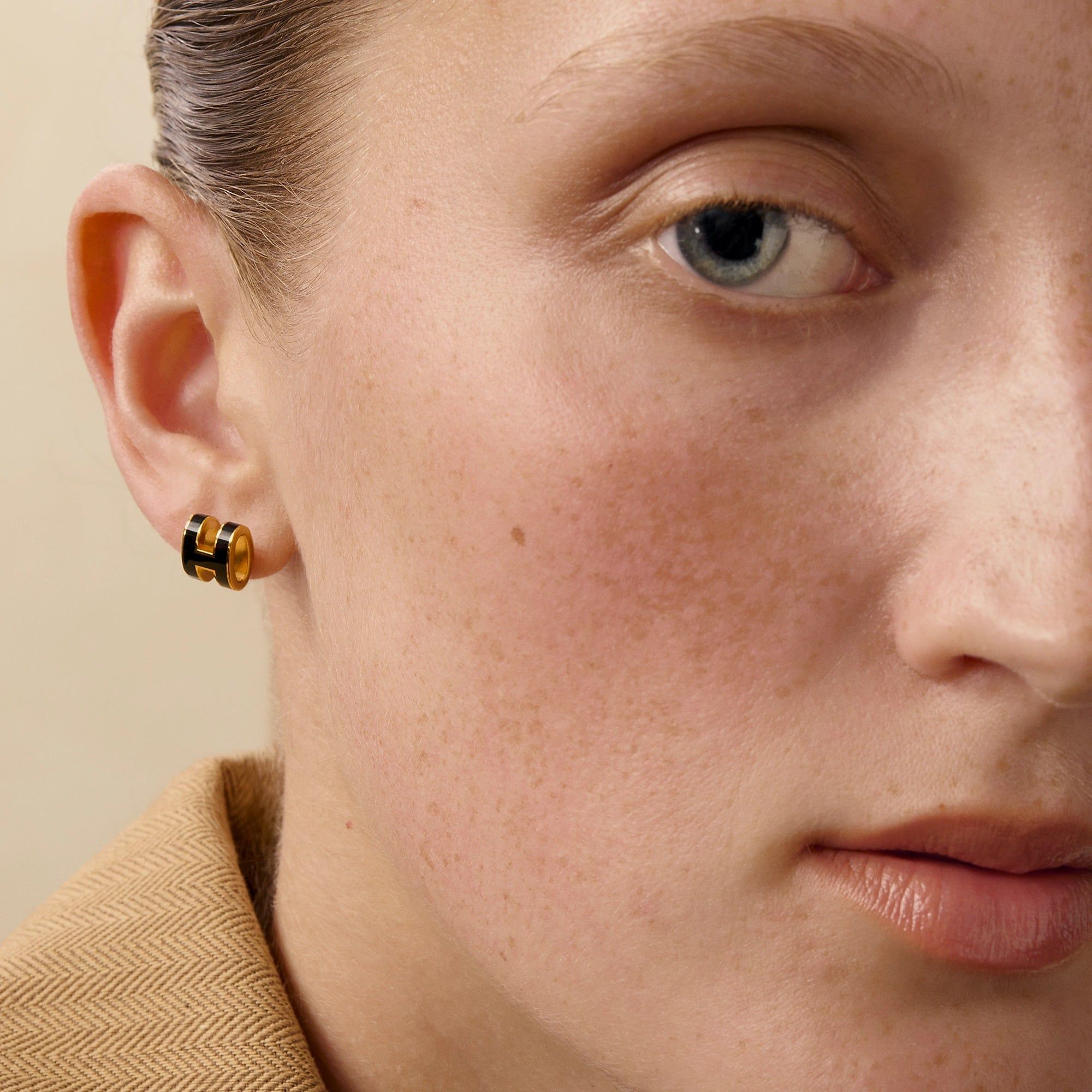  Khuyên Tai Nữ Hermes Mini Pop H 'Noir Gold' 