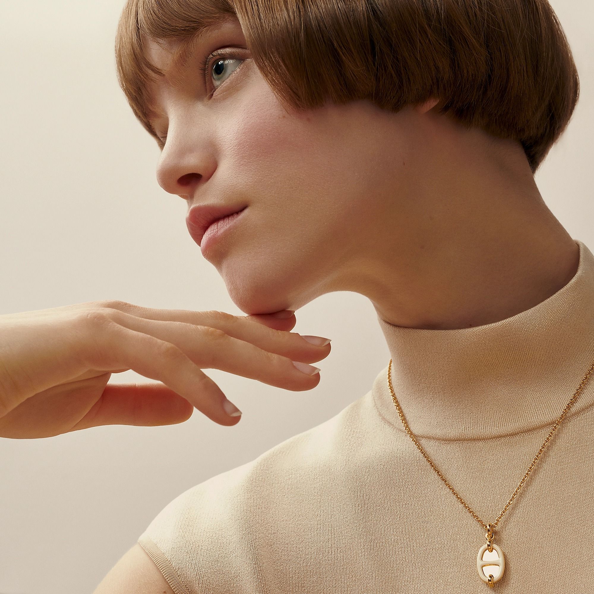  Vòng Cổ Nữ Hermes Mini Maillon 'Crème Gold' 