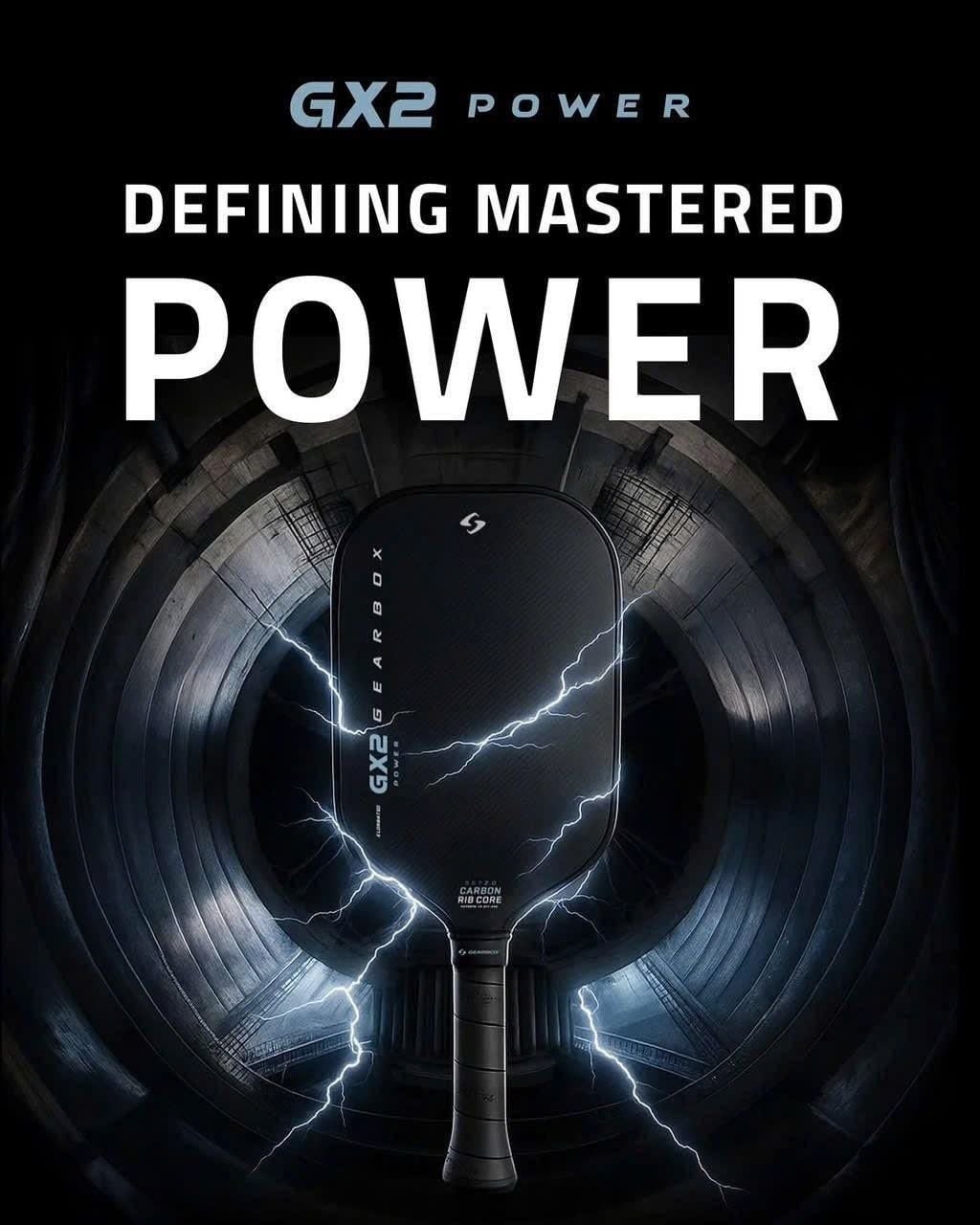  Vợt Pickleball Gearbox GX2 Power Elongated 16mm 'Black' 