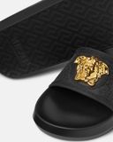  Dép Nữ Versace Palazzo Rubber Sliders 'Black' 