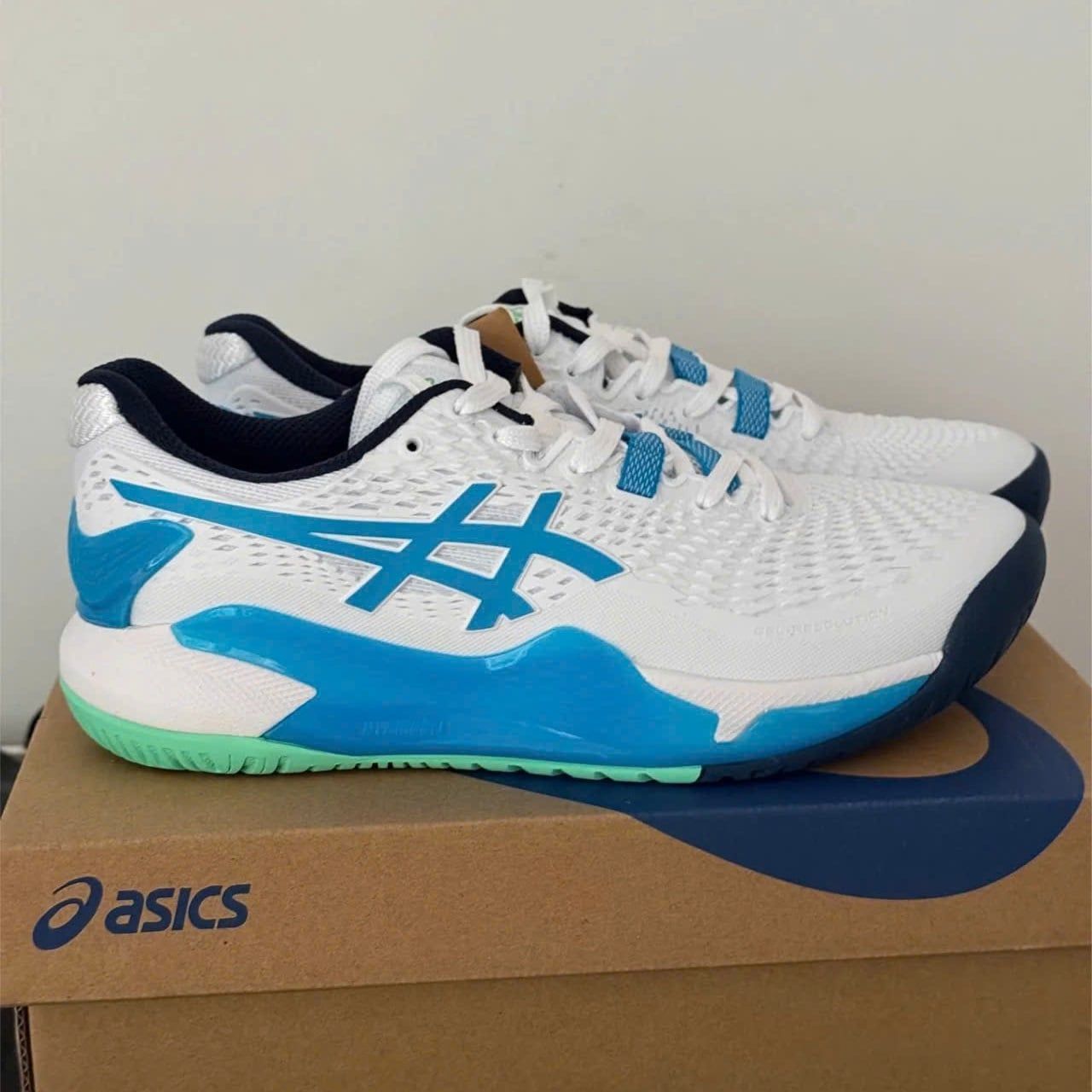  Giày Nam Asics Gel-Resolution 9 'White Digital Aqua' 