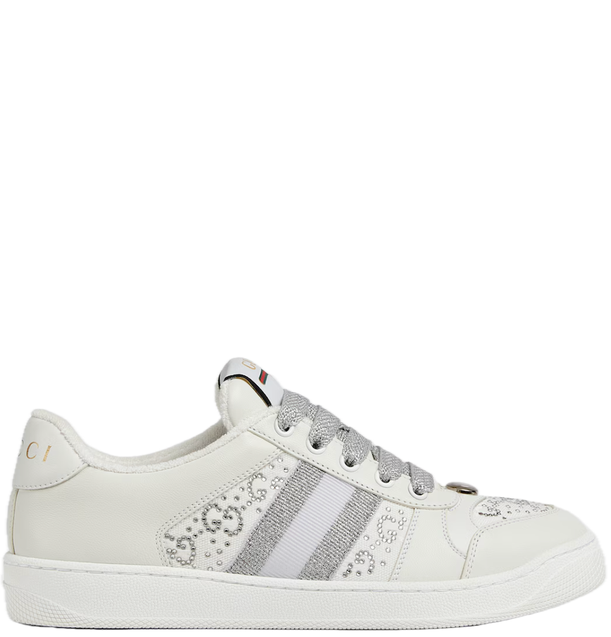  Giày Nữ Gucci GG Crystal Screener Sneaker 'White' 