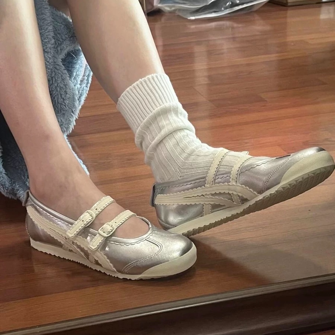  Giày Nữ Onitsuka Tiger Mexico 66 TGRS 'Silver Cream' 