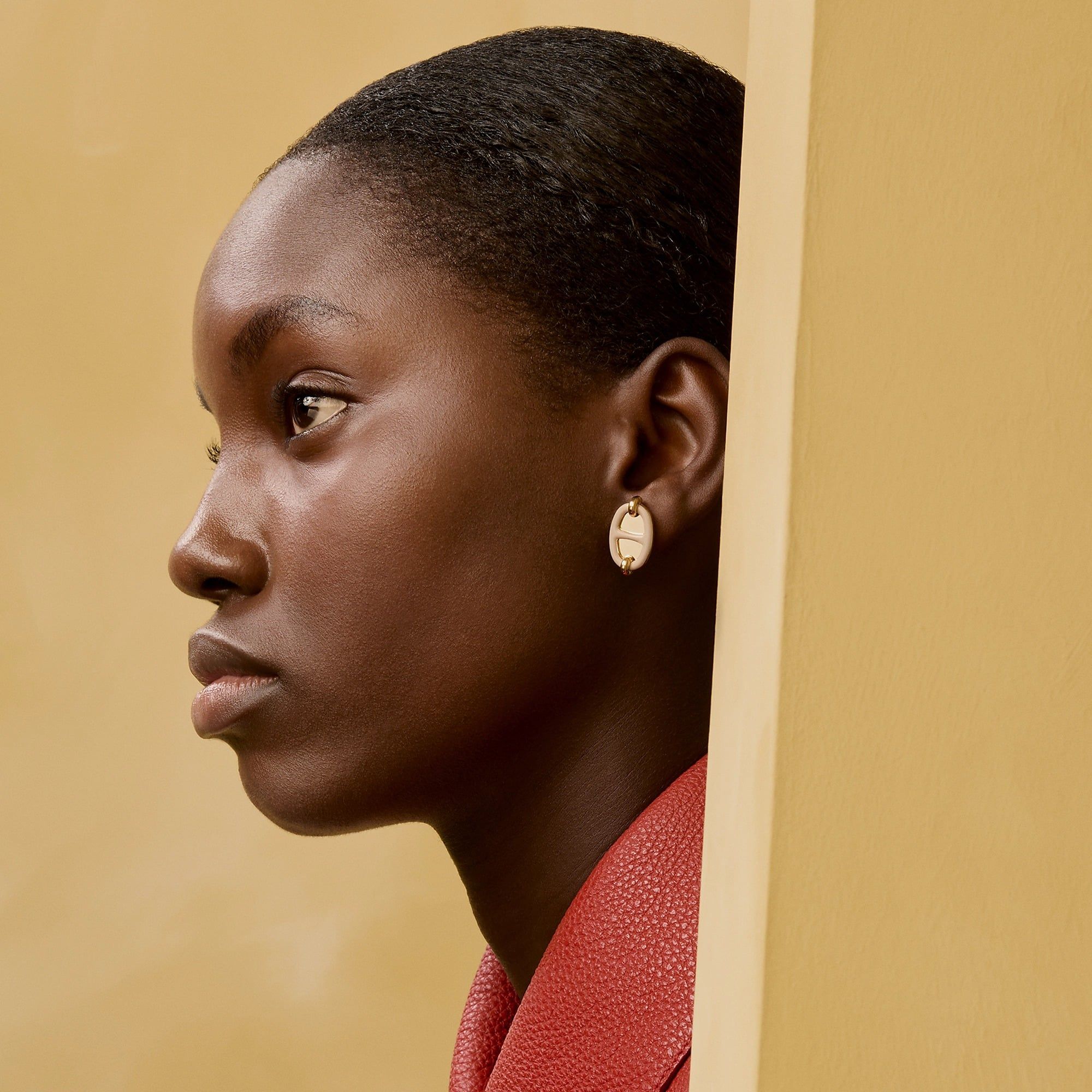  Khuyên Tai Nữ Hermes Mini Maillon 'Marron Glacé Gold' 