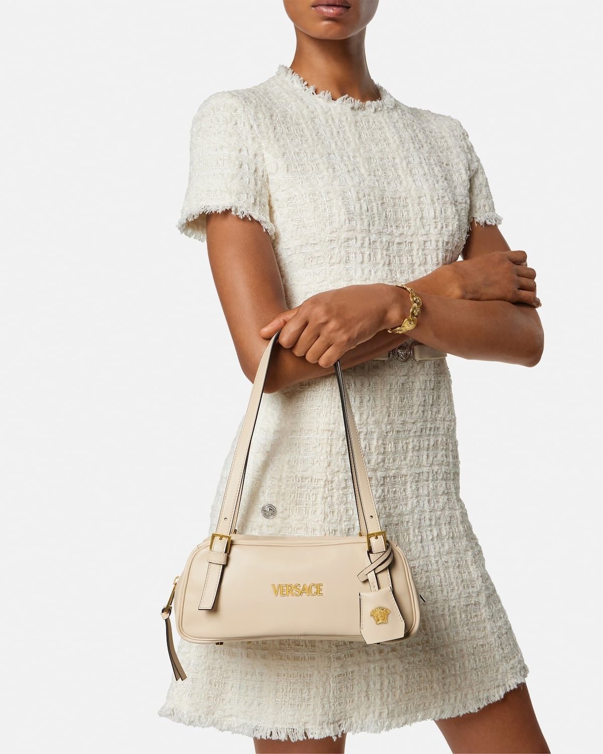  Túi Nữ Versace Tag Nappa Bowling Bag 'Beige' 