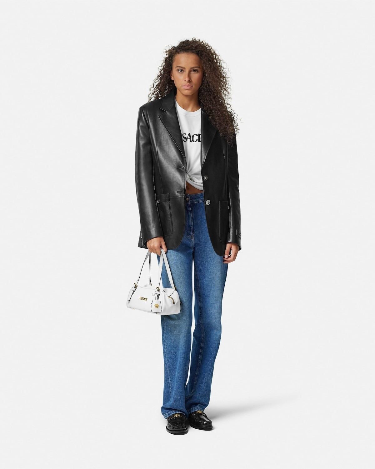  Túi Nữ Versace Tag Nappa Bowling Bag 'White' 