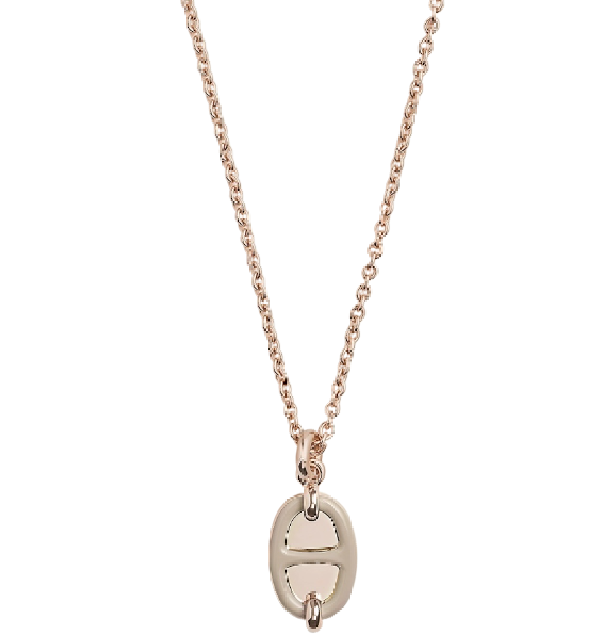  Vòng Cổ Nữ Hermes Mini Maillon 'Marron Glacé Rose Gold' 