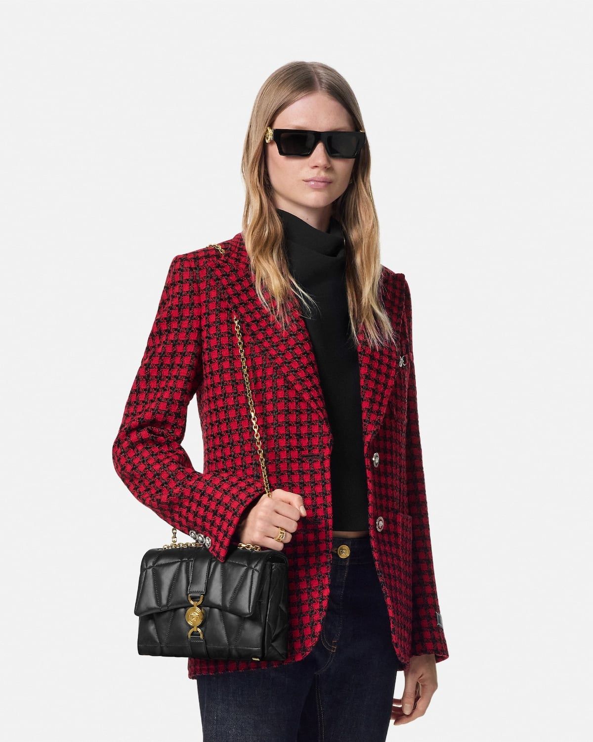  Túi Nữ Versace Kleio Quilted Shoulder Bag 'Black' 