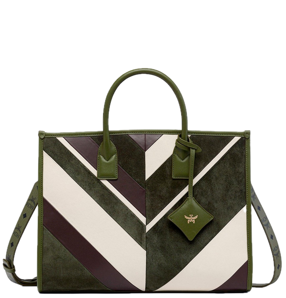  Túi MCM München Tote 'Khaki Moss Suede' 