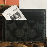 Ví Coach Slim ID Card Case In Signature Canvas 'Black' 