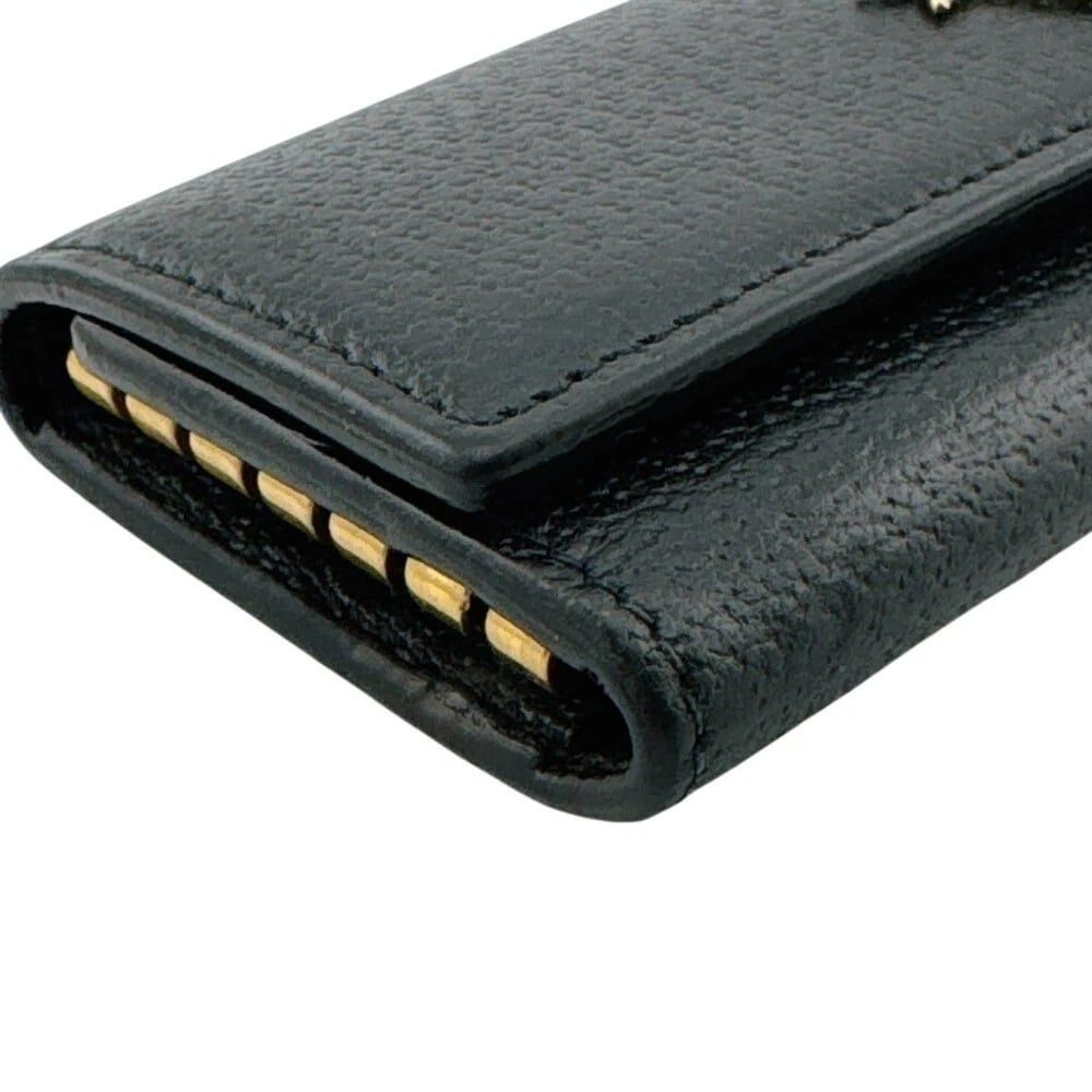  Ví Gucci Bee Motif Leather Key Pouch 'Black' 