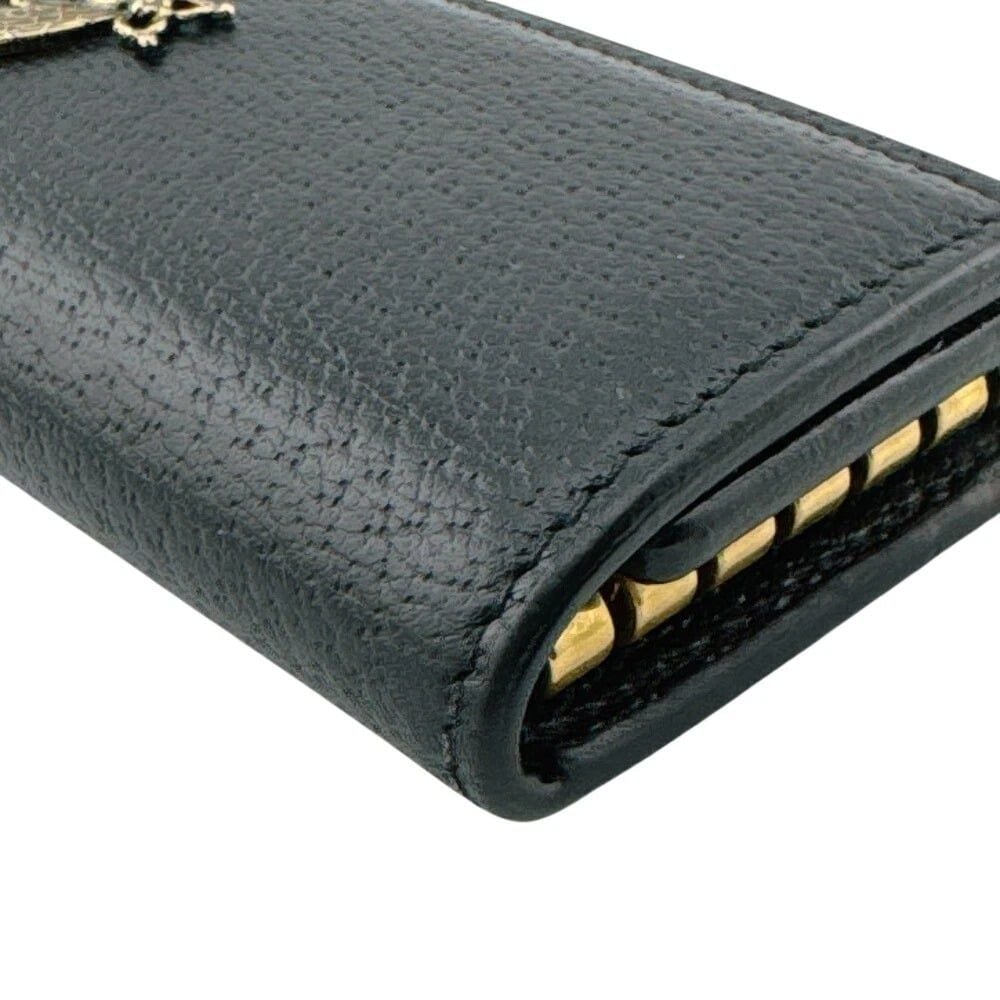  Ví Gucci Bee Motif Leather Key Pouch 'Black' 