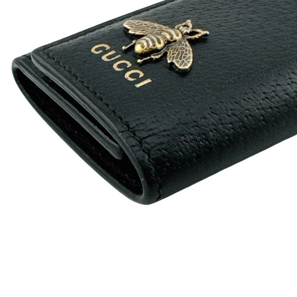  Ví Gucci Bee Motif Leather Key Pouch 'Black' 