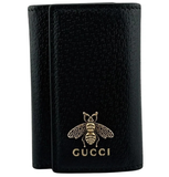  Ví Gucci Bee Motif Leather Key Pouch 'Black' 