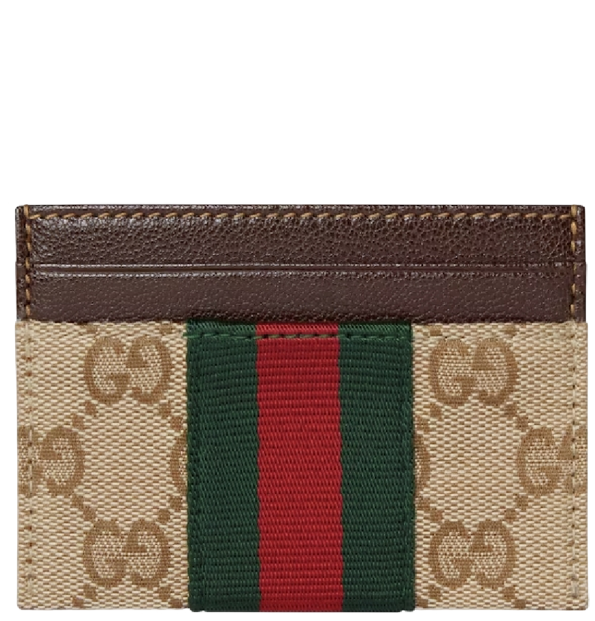  Ví Gucci GG Card Case With Web 'Beige' 