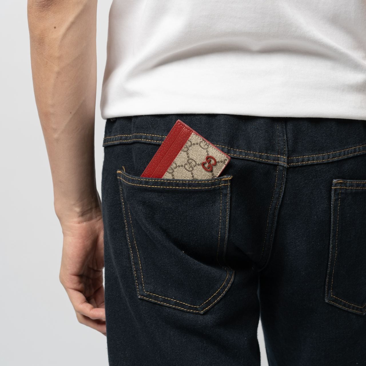  Ví Gucci Monogram Card Holder 'Beige Red' 