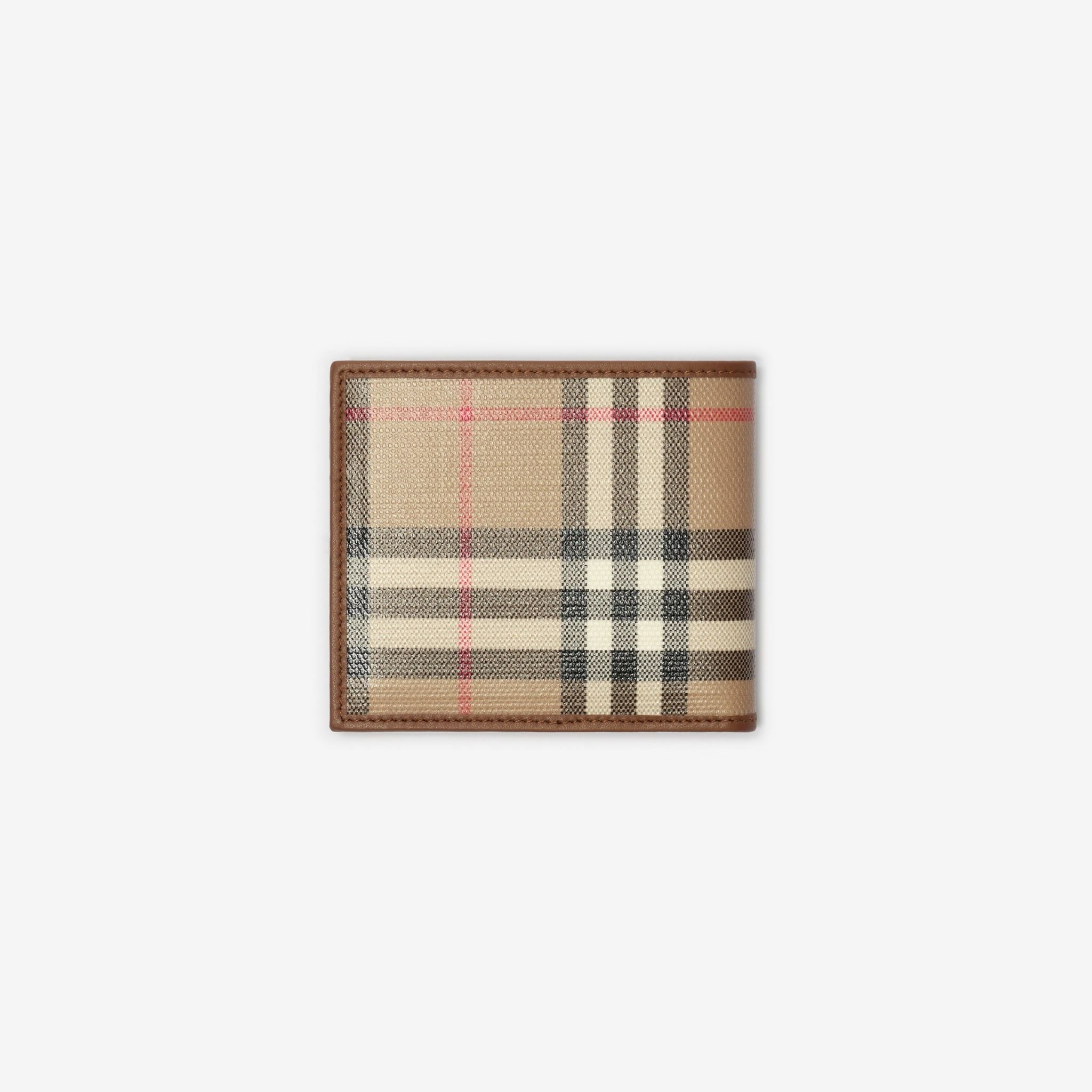  Ví Nam Burberry Check Bifold Coin Wallet 'Beige' 